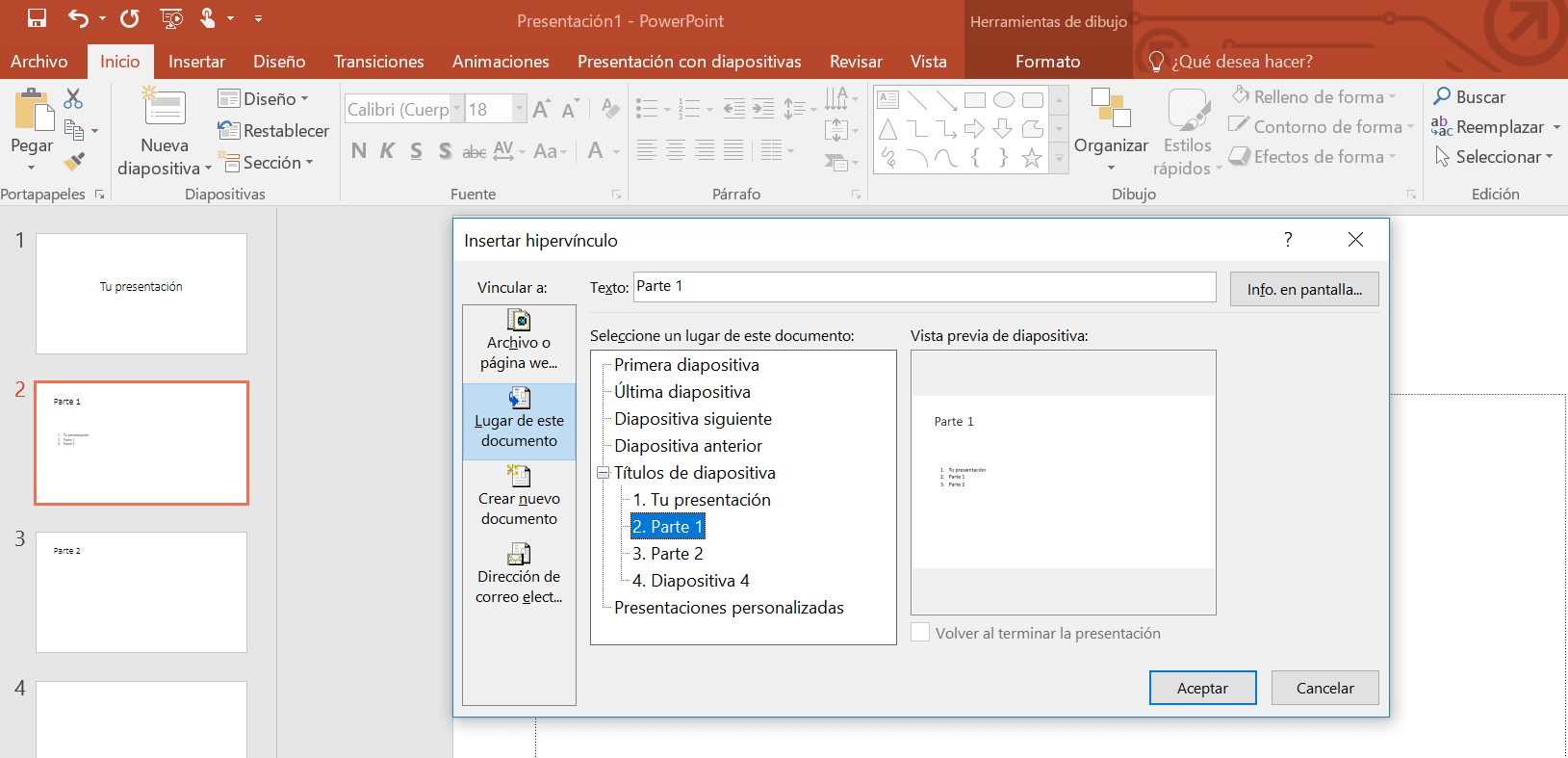 Link zum PowerPoint-Inhaltsverzeichnis :? Hyperlink einfügen? Dialogfeld