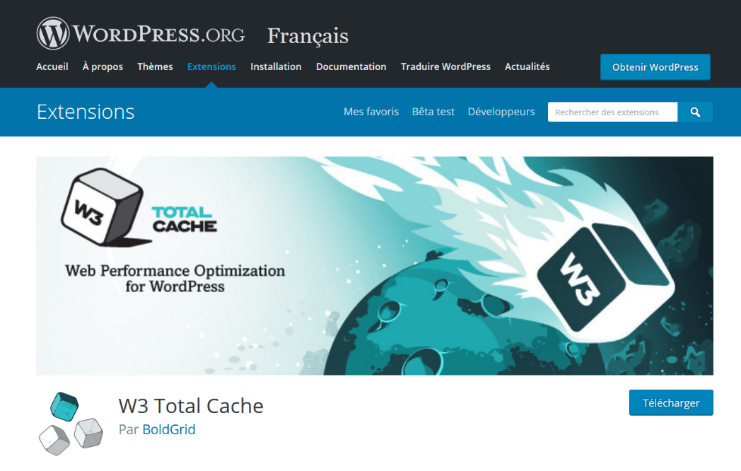 Das W3 Total Cache Caching Plugin für WordPress auf WordPress.org