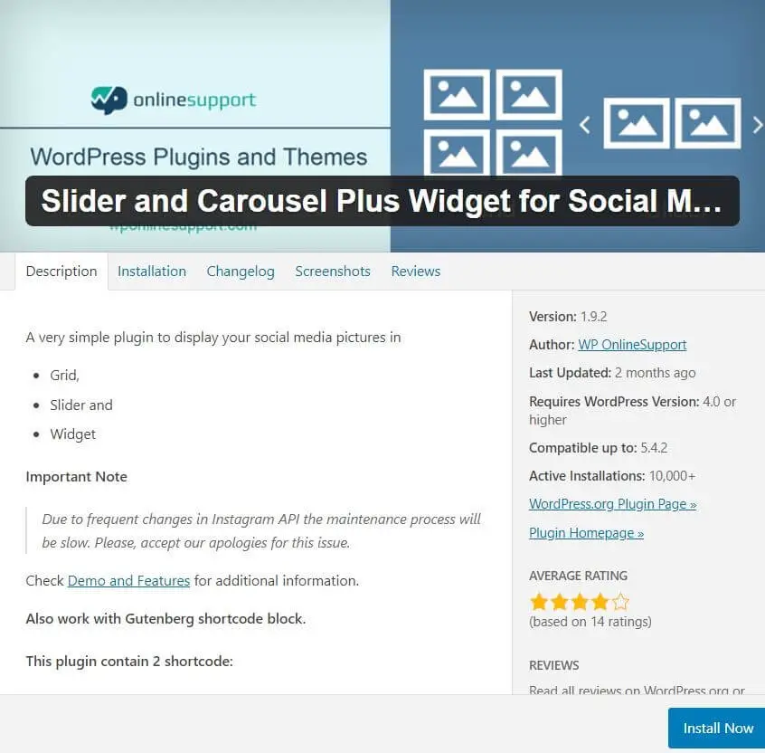 Instagram Widget für WordPress Slider und Carousel Plus Widget für Social Media