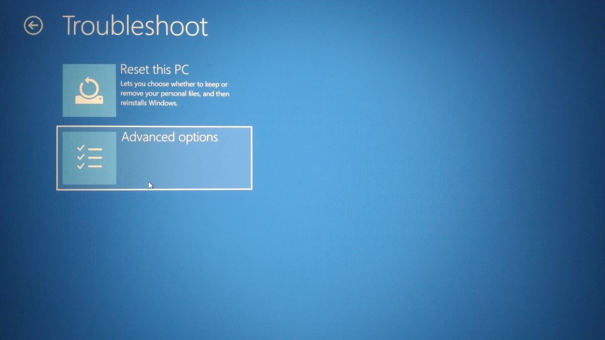 Windows 10 UEFI-Screenshot - Fehlerbehebung