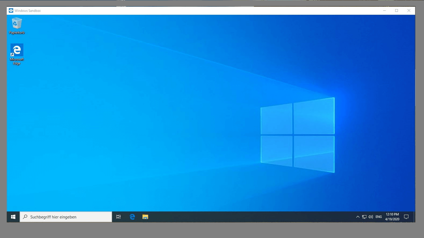 Windows Sandbox - Startbildschirm