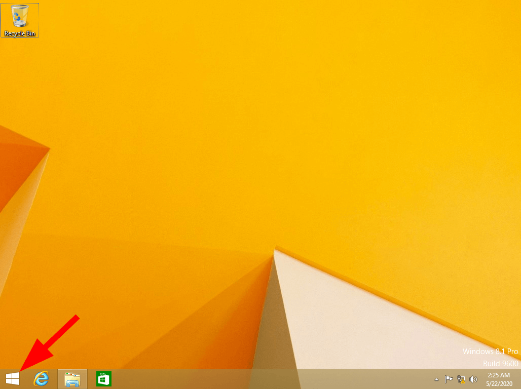 Windows 8-Desktop mit Windows-Symbol, das den Zugriff auf die Charms-Leiste ermöglicht