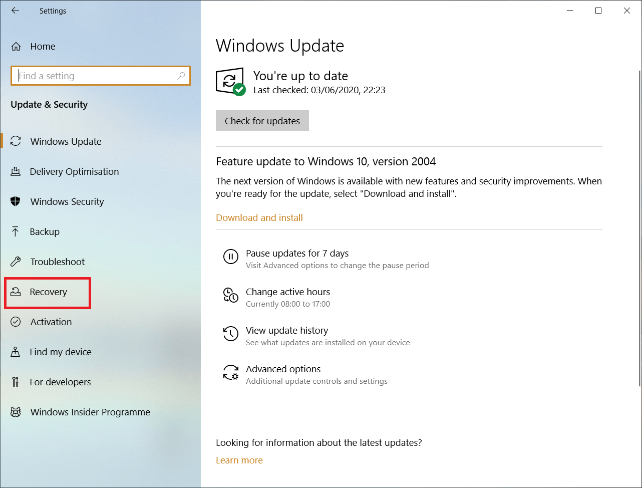Screenshot des Windows Update-Fensters